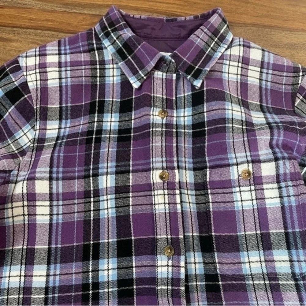 Scandia Woods Button Down Plaid Purple Lined Long‎ Sleeve Shirt sz M Cabincore